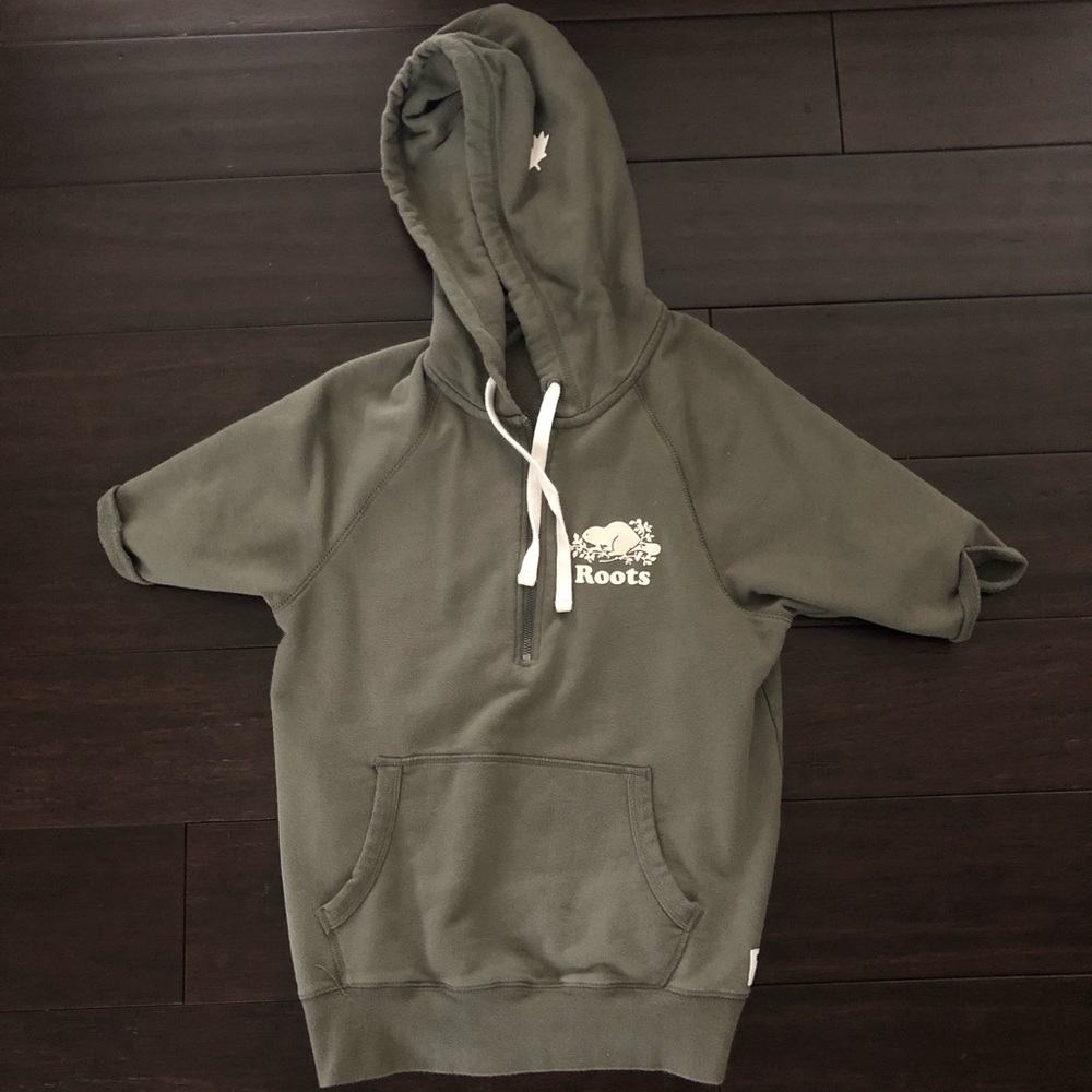 Army Green Roots Short Sleeved Hoodie